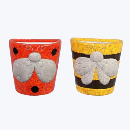 Patio Trasero Ceramic Bee & Ladybug Pot, Assorted Color - 2 Piece PA3275594
